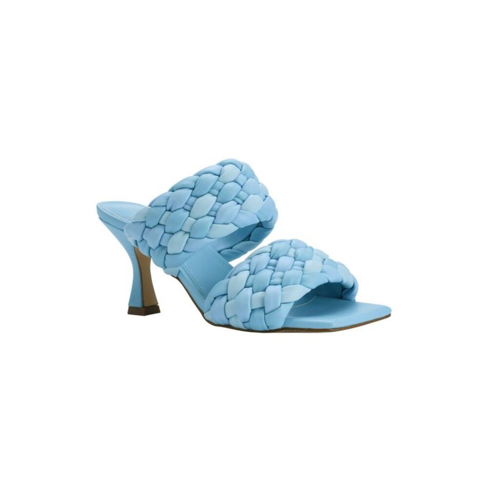 MARC FISHER Womens Light Blue Toree Square Toe Flare Slip On Heeled Sandal 5.5 M